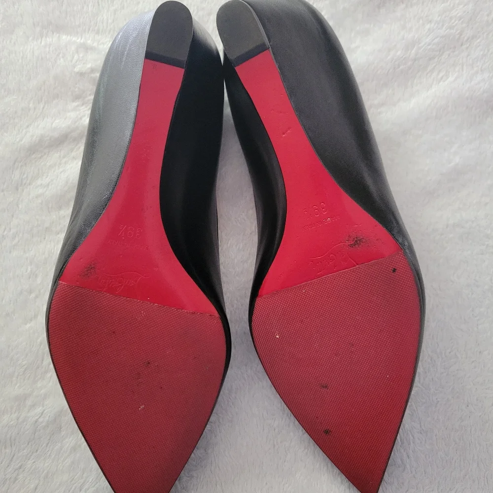 Christian Louboutin Black Leather Wedge Pumps